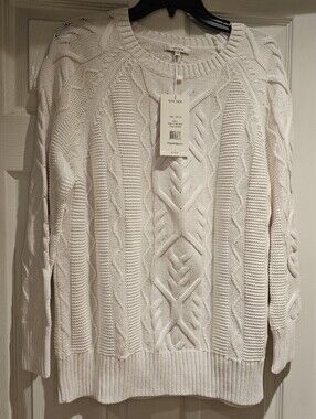 Tyler Boe Cream Cable Crewneck Sweater